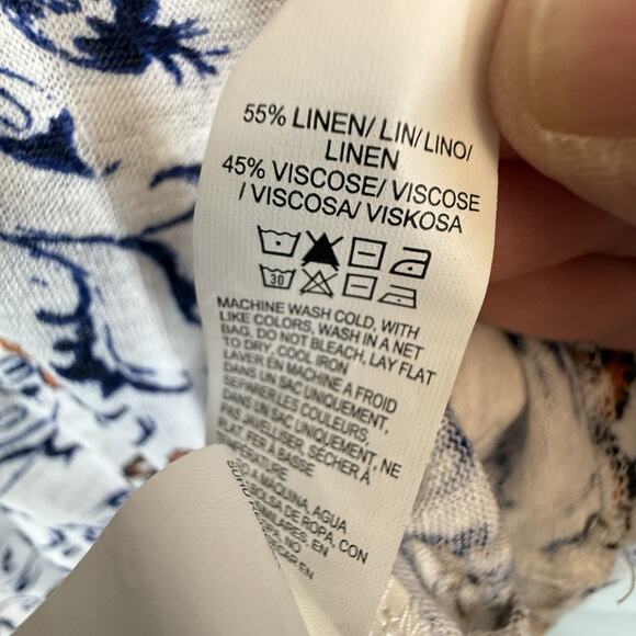 Lucky Brand SIZE XXL Linen Blend Boho S/S Shirt Womens Top Floral Cottage Plus - Picture 8 of 9